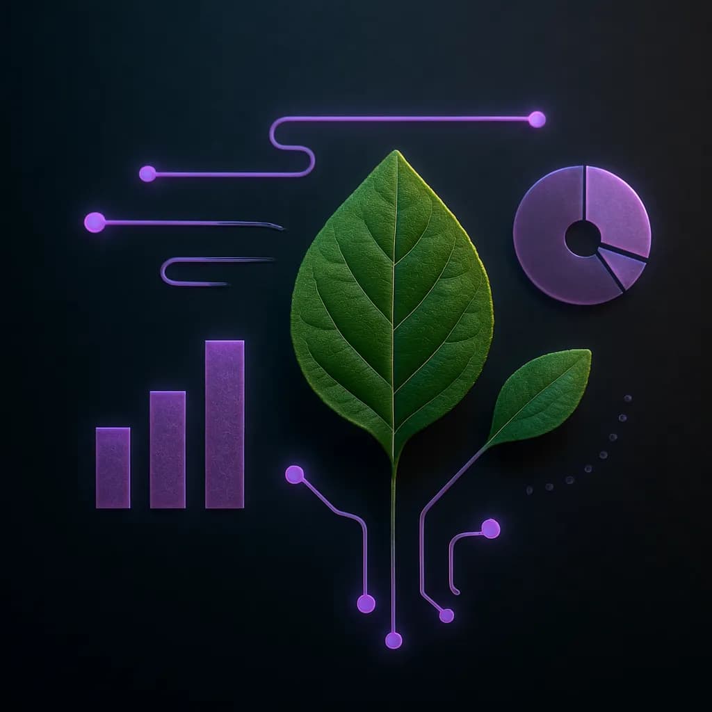 Sustainability data visualisation with green leaf motif